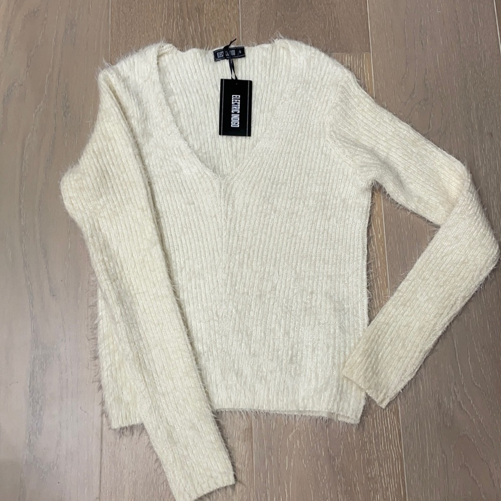 Electric indigo V-neck sweater